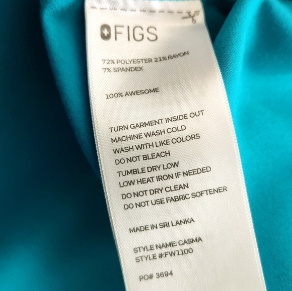 Figs Casma Three-Pocket Scrub Top -Teal - Picture 5 of 6